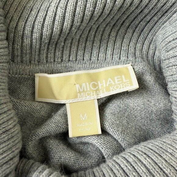 Michael Kors Cowl Neck Sweater Medium Long Sleeves Zipper Details Gray - Picture 3 of 10
